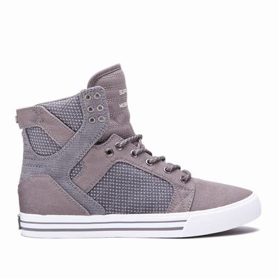 Supra SKYTOP - Miesten Matalavartiset Tennarit - Harmaat/Valkoinen